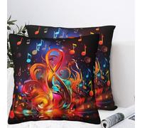 QMKFWT Colorful Music Clef Plush Throw Pillow Covers 26"X26",Soft Cozy Couch Cushion Covers Decorative Pillow Cases for Holiday Home Bedroom Sofa Decors