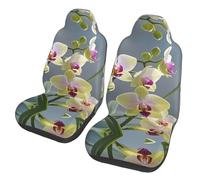 QMKFWT Colorful Orchids Flower Printed 2 Pcs Automotive Seat Covers for Front with Elastic Straps Car Protector Seat Covers for Car SUV Truck