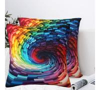 QMKFWT Colorful Rainbow Spiral Plush Throw Pillow Covers 22"X22",Soft Cozy Couch Cushion Covers Decorative Pillow Cases for Holiday Home Bedroom Sofa Decors
