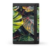 QMKFWT Colorful Tropical Leaves Pattern Casual Wallet Credit Card Holder Premium Document Organizer Case for Men And Women