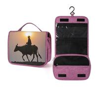 QMKFWT Cool Bull Riding Silhouette Toiletry Bag Waterproof Makeup Bag with Hanging Hook Cosmetic Bags for Women Travel Essentials