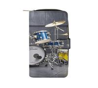 QMKFWT Cool Drum Set Leather Wallet Long Checkbook Wallets Classic Bifold Ladies Clutch with ID Window