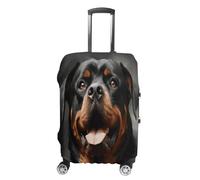 QMKFWT Cool Rottweiler Dog Art Travel Luggage Cover Washable Anti-scratch Suitcase Protector Dustproof Protective Cover Case for Wheeled Luggage Fits 19-32 Inch Luggage, white, Small