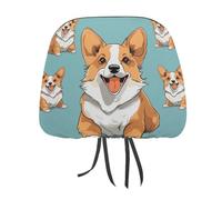 QMKFWT Corgi Cute Dog Car Seat Headrest Cover Adjustable and Reusable Anti-Dirty Flexible Hear Rest Covers Soft Dust-Proof Car Seat Headrest Protector for Most Vehicles