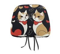 QMKFWT Couple Cats Car Seat Headrest Cover Adjustable and Reusable Anti-Dirty Flexible Hear Rest Covers Soft Dust-Proof Car Seat Headrest Protector for Most Vehicles