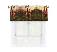 QMKFWT Couple Giraffe Curtain Valance for Windows,Kitchen Window Curtains Blackout Drapes Window Treatments Decorative Rod Pocket Short Curtain for Living Room Bedroom,54" W x 18" L