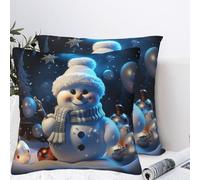 QMKFWT Crystal Christmas Snowman Plush Throw Pillow Covers 24"X24",Soft Cozy Couch Cushion Covers Decorative Pillow Cases for Holiday Home Bedroom Sofa Decors