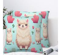 QMKFWT Cute Alpaca Pink Heart Plush Throw Pillow Covers 20"X20",Soft Cozy Couch Cushion Covers Decorative Pillow Cases for Holiday Home Bedroom Sofa Decors