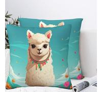 QMKFWT Cute Alpaca Plush Throw Pillow Covers 12"X12",Soft Cozy Couch Cushion Covers Decorative Pillow Cases for Holiday Home Bedroom Sofa Decors
