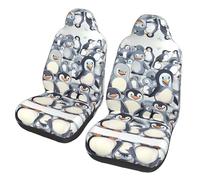 QMKFWT Cute Baby Penguins Sketch Printed 2 Pcs Automotive Seat Covers for Front with Elastic Straps Car Protector Seat Covers for Car SUV Truck