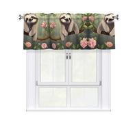 QMKFWT Cute Baby Sloth Curtain Valance for Windows,Kitchen Window Curtains Blackout Drapes Window Treatments Decorative Rod Pocket Short Curtain for Living Room Bedroom,54" W x 18" L