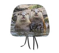 QMKFWT Cute Brown Otters Car Seat Headrest Cover Adjustable and Reusable Anti-Dirty Flexible Hear Rest Covers Soft Dust-Proof Car Seat Headrest Protector for Most Vehicles
