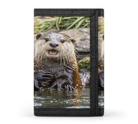 QMKFWT Cute Brown Otters Casual Wallet Credit Card Holder Premium Document Organizer Case for Men And Women