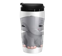 QMKFWT Cute Cartoon Elephant Coffee Cup Reusable Insulated Leakproof Travel Tumbler with Lid Double Wall Spill Proof Coffee Mug for Iced/Hot Coffee Gift for Mothers & Fathers