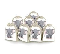 QMKFWT Cute Cartoon Elephant Drawstring Pouches Small Bulk Cotton Burlap Storage Bags Reusable Muslin Sachet Bag for Candy, Toys, Jewelry, Treats, Birthday Party Favors