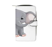 QMKFWT Cute Cartoon Elephant Leather Wallet Long Checkbook Wallets Classic Bifold Ladies Clutch with ID Window