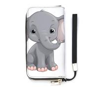 QMKFWT Cute Cartoon Elephant Wallet Large Capacity Clutch Cash PursePU Leather Long Zipper Pouch Wallet Unisex, white, 20x10.5cm, Wallet