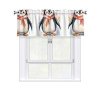 QMKFWT Cute Cartoon Penguin Curtain Valance for Windows,Kitchen Window Curtains Blackout Drapes Window Treatments Decorative Rod Pocket Short Curtain for Living Room Bedroom,54" W x 18" L