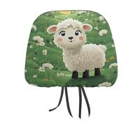 QMKFWT Cute Cartoon Sheep Car Seat Headrest Cover Adjustable and Reusable Anti-Dirty Flexible Hear Rest Covers Soft Dust-Proof Car Seat Headrest Protector for Most Vehicles