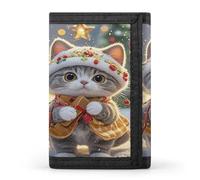 QMKFWT Cute Cat Sing Christmas Carols Casual Wallet Credit Card Holder Premium Document Organizer Case for Men And Women