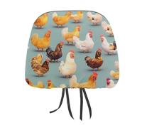 QMKFWT Cute Chicken Walking Car Seat Headrest Cover Adjustable and Reusable Anti-Dirty Flexible Hear Rest Covers Soft Dust-Proof Car Seat Headrest Protector for Most Vehicles