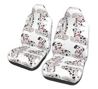 QMKFWT Cute Dalmatian Printed 2 Pcs Automotive Seat Covers for Front with Elastic Straps Car Protector Seat Covers for Car SUV Truck