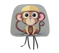 QMKFWT Cute Monkey Car Seat Headrest Cover Adjustable and Reusable Anti-Dirty Flexible Hear Rest Covers Soft Dust-Proof Car Seat Headrest Protector for Most Vehicles