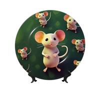 QMKFWT Cute Mouse Bone China Decorative Plate,10inï¼ˆ25cmï¼‰ Ceramic Decorative Plates with Display Stand,Ceramic Ornaments Art Porcelain Plate for Home Office Wall Decor Collections Plates