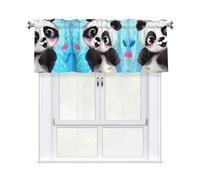 QMKFWT Cute Panda Curtain Valance for Windows,Kitchen Window Curtains Blackout Drapes Window Treatments Decorative Rod Pocket Short Curtain for Living Room Bedroom,54" W x 18" L