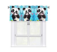 QMKFWT Cute Panda Curtain Valance for Windows,Kitchen Window Curtains Blackout Drapes Window Treatments Decorative Rod Pocket Short Curtain for Living Room Bedroom,54" W x 18" L