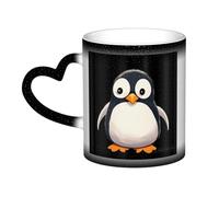 QMKFWT Cute Penguinm Coffee Mugs 11 Oz Heat Sensitive Starry Sky Color Changing Mugs, Ceramic Magic Cup with Handle Personalized Tea Cups Novelty Coffee Cup Gift for Women Men Black