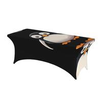QMKFWT Cute Penguinm Decorative Tablecloth Protector for Wedding, Banquet & Parties6FT Spandex Rectangle Tablecloths, Stretch Washable Table Cloth Wrinkle Free Patio Table Cover