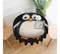 QMKFWT Cute Penguinm Printed Round Tablecloth,Dust-Proof Wrinkle Resistant Table Cover Washable Polyester Table Cloth for Kitchen Dining Room Farmhouse Picnic Indoor Outdoor(Round 60 Inch)