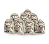 QMKFWT Cute Pomeranian Drawstring Pouches Small Bulk Cotton Burlap Storage Bags Reusable Muslin Sachet Bag for Candy, Toys, Jewelry, Treats, Birthday Party Favors
