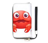 QMKFWT Cute Red Crab Wallet Large Capacity Clutch Cash PursePU Leather Long Zipper Pouch Wallet Unisex, white, 20x10.5cm, Wallet