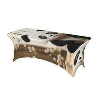 QMKFWT Cute White Panda Decorative Tablecloth Protector for Wedding, Banquet & Parties6FT Spandex Rectangle Tablecloths, Stretch Washable Table Cloth Wrinkle Free Patio Table Cover