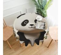QMKFWT Cute White Panda Printed Round Tablecloth,Dust-Proof Wrinkle Resistant Table Cover Washable Polyester Table Cloth for Kitchen Dining Room Farmhouse Picnic Indoor Outdoor(Round 60 Inch)