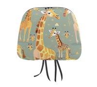 QMKFWT Cute Wild Cartoon Giraffes Car Seat Headrest Cover Adjustable and Reusable Anti-Dirty Flexible Hear Rest Covers Soft Dust-Proof Car Seat Headrest Protector for Most Vehicles