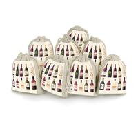 QMKFWT Cute Wines Bottle Drawstring Pouches Small Bulk Cotton Burlap Storage Bags Reusable Muslin Sachet Bag for Candy, Toys, Jewelry, Treats, Birthday Party Favors