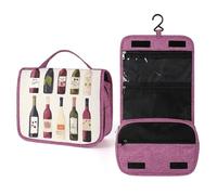 QMKFWT Cute Wines Bottle Toiletry Bag Waterproof Makeup Bag with Hanging Hook Cosmetic Bags for Women Travel Essentials