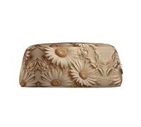 QMKFWT Daisies on the Wall print Pencil Bag waterproof Zipper Pencil Case Leather Pen Box Cosmetic Bag For Office Pencil