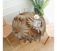 QMKFWT Daisies On The Wall Printed Round Tablecloth,Dust-Proof Wrinkle Resistant Table Cover Washable Polyester Table Cloth for Kitchen Dining Room Farmhouse Picnic Indoor Outdoor(Round 60 Inch)