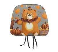 QMKFWT Dancing Thanksgiving Bears Car Seat Headrest Cover Adjustable and Reusable Anti-Dirty Flexible Hear Rest Covers Soft Dust-Proof Car Seat Headrest Protector for Most Vehicles