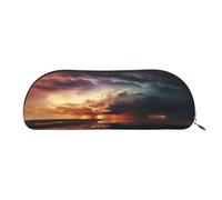 QMKFWT Dark Clouds Under Rainbow Pencil Pouch Leather,Small Pen Bags With Zipper For Pencils,Pens,Markers,Makeups,Change,Coins