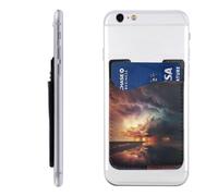 QMKFWT Dark Clouds Under Rainbow Phone Wallet, Stick On Card Holder for Back of Phone Case - Leather Cell Phone Card Wallet Sleeve Adhesive Phone Pocket - Compatible with Most Cell Phones