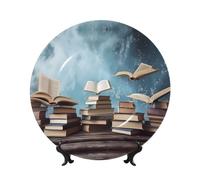 QMKFWT - Decorative Porcelain Book Plate in Heaven 10" Decorative Ceramic Plates with Display Stand Ceramic Ornaments Porcelain Plate for Home, Office