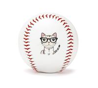 QMKFWT Design Hipster Cat Kitten Glasses Baseball Standard Practice Baseball Flat Raised Seam Options Official League Baseballs for League Play Pitching Hitting Batting Fielding Gifts