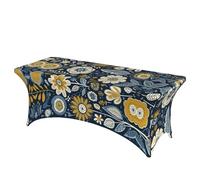 QMKFWT Different Flowers Decorative Tablecloth Protector for Wedding, Banquet & Parties6FT Spandex Rectangle Tablecloths, Stretch Washable Table Cloth Wrinkle Free Patio Table Cover