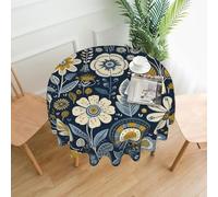 QMKFWT Different Flowers Printed Round Tablecloth,Dust-Proof Wrinkle Resistant Table Cover Washable Polyester Table Cloth for Kitchen Dining Room Farmhouse Picnic Indoor Outdoor(Round 60 Inch)