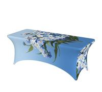QMKFWT Do Not Forget Me Decorative Tablecloth Protector for Wedding, Banquet & Parties6FT Spandex Rectangle Tablecloths, Stretch Washable Table Cloth Wrinkle Free Patio Table Cover